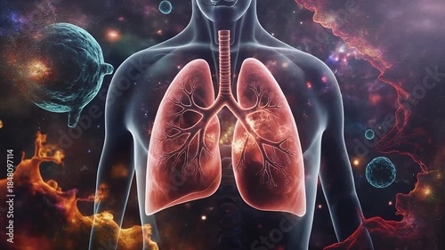 Human Lungs Anatomy Respiratory System Medical Concept.