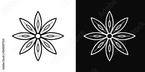 mandala line art floral rosette symmetrical emblem for textile print