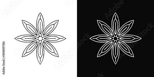 mandala eight petal rosette circular pattern ornamental logo design