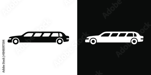 limousine logo set dual tone negative positive long car outline vector