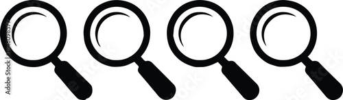 magnifier search icon collection four identical loupe symbols