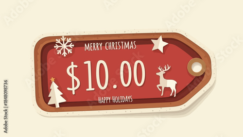 Vector illustration of christmas sale tag with price 1000 and holiday decorations