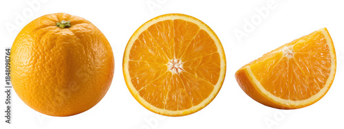 Whole and Sliced Oranges whole orange slices isolated on a transparent background