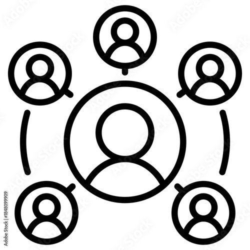 Profile circles background representing social network and modern digital design temwork outline icons, minimalist vector illustration, simple concept, editable stroke, Isolated on white background