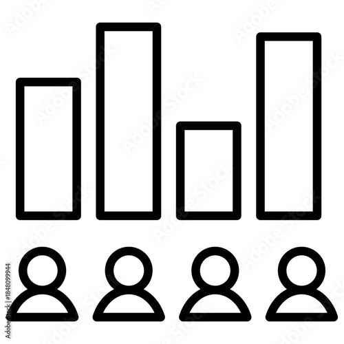 Community manager member diagram data outline icons, minimalist vector illustration, simple concept, editable stroke, Isolated on white background