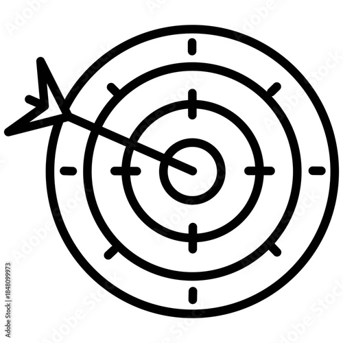 Bullseye target community manager outline icons, minimalist vector illustration, simple concept, editable stroke, Isolated on white background	