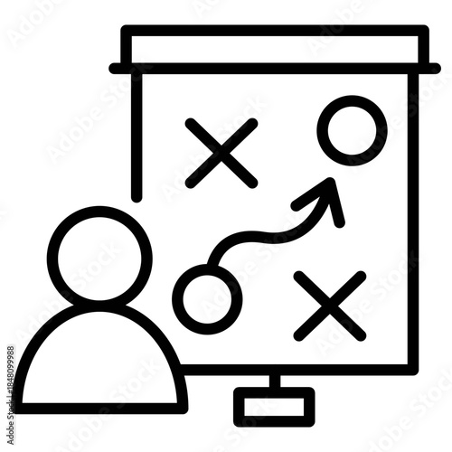 Community manager plan leader outline icons, minimalist vector illustration, simple concept, editable stroke, Isolated on white background	