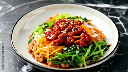 Delicious Korean Bibimbap - A Colorful and Flavorful Culinary Delight.