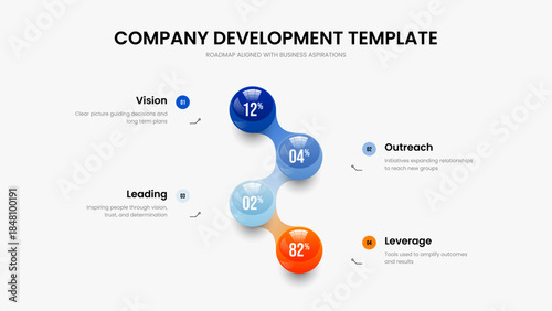 Advertising Portfolio 4 Step Chart Frame Layout. Company Introduction Slide Template Vector Illustration. Educational Solution Four Element Infographic Slideshow Design.