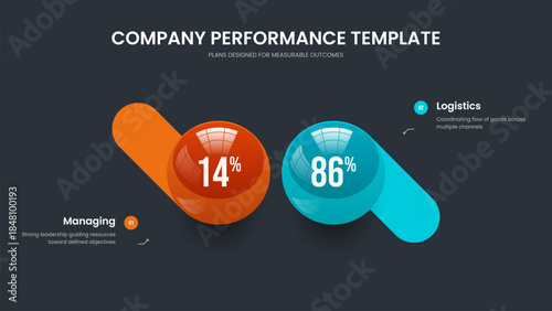 Digital Forecast Frame Design Vector Illustration. Financial Briefing 2 Element Infographic Presentation Layout. Consulting Visualization Two Step Diagram Slideshow Template.