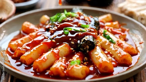 Delicious Korean Tteokbokki - A Spicy and Savory Culinary Delight.