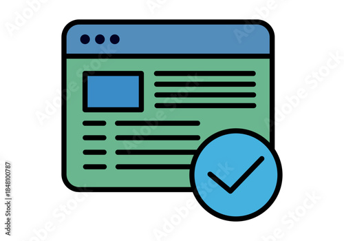 Interfaz de ventana de navegador web con marca de verificación que representa verificación de datos o sitio web seguro