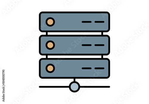 Ilustración de un rack de servidores de datos en red para almacenamiento en la nube y servicios de centro de datos