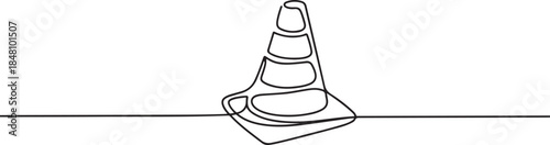 Traffic cone continuous one line drawing, vector illustration. Editable stroke. one line Icon drawing