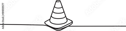 Traffic cone continuous one line drawing, vector illustration. Editable stroke. one line Icon drawing