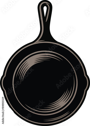 cast iron classic skillet for cooking and baking recipes vector illustration line art royalty free stock photos premium quality