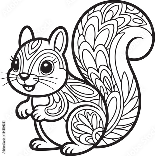 chibi squirrel cute mandala design coloring page art silhouette line art illustration royalty free stock photos premium quality
