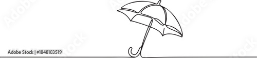 Continuous one line drawing of umbrella. One line drawing illustration of opened umbrella. Umbrella line drawing vector. one line Icon drawing