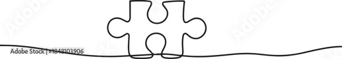 Puzzle icon line continuous drawing with problem solving isolate outline vector illustration. one line Icon drawing