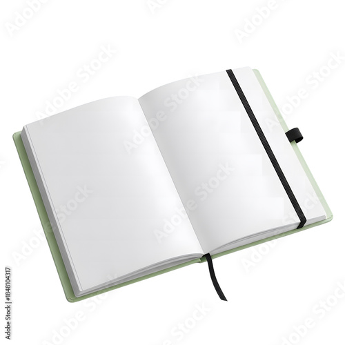 Open Blank Notebook with Black Elastic.