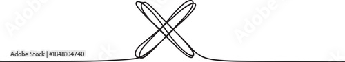 Long line cross icon. X. Continuous line. Vector illustration, Continuous one line drawing Wrong Mark. one line Icon drawing
