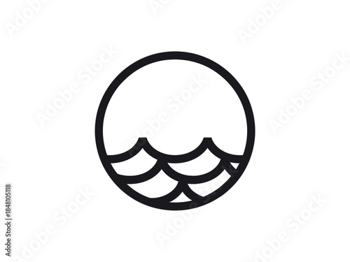 Minimalist Black Wave Circle Logo