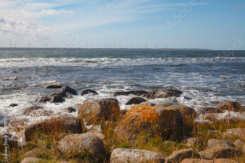 Rocky coast with rolling waves