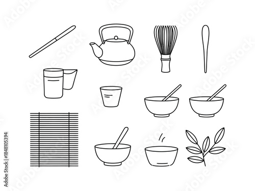 Japanese Tea Ceremony Utensils Illustration