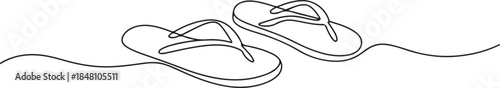 Flip flops continuous. one line Icon drawing