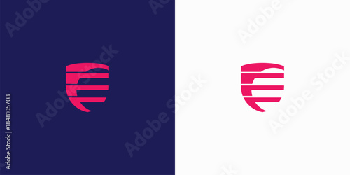 Abstract shield silhouettes logo design