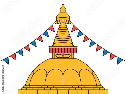 Buddhist Temple Stupa Architecture Illustration