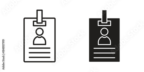 ID badge icon flat simple icon. Liner version - stock vector.