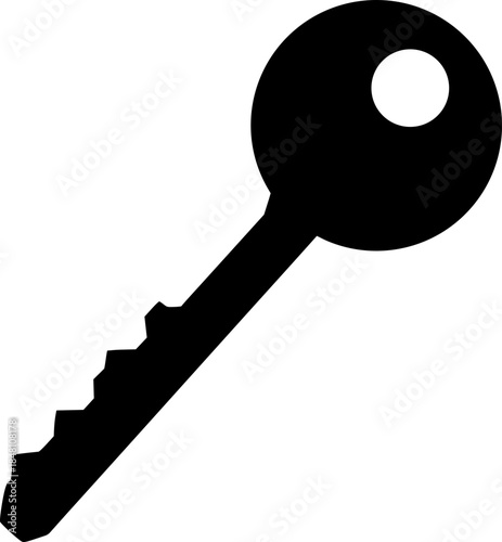 Diagonal House Key Silhouette Icon - Home Security and Property Access Symbol