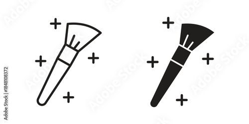 Makeup brush icon flat simple icon. Liner version - stock vector.