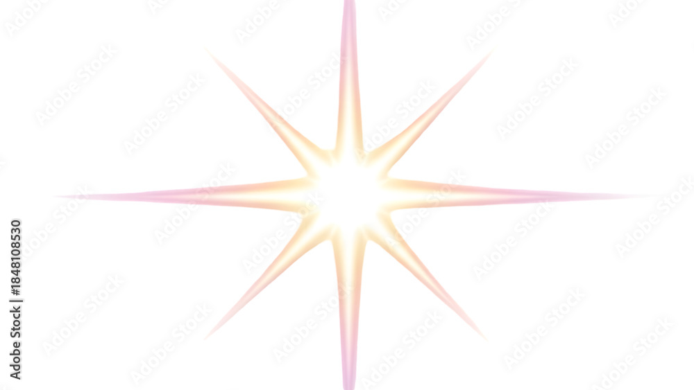 Obraz premium Glowing white star isolated on transparent background