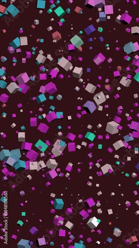 Seamless looping animation.  Vertical wallpaper 4k. Vertical abstract background with random cubes.