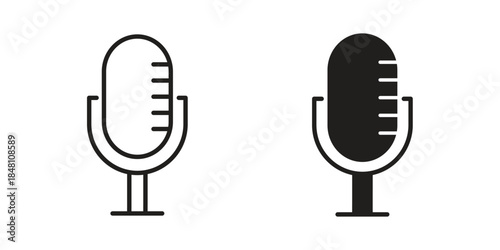 Microphone icon flat simple icon. Liner version - stock vector.