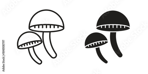 Mushroom icon flat simple icon. Liner version - stock vector.