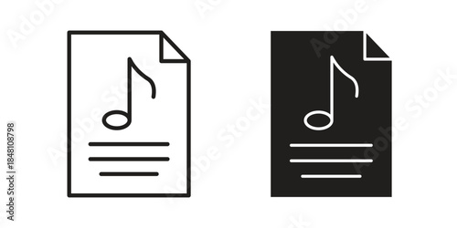 Music File icon flat simple icon. Liner version - stock vector.