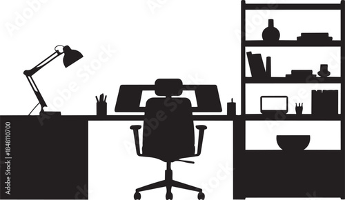 Modern Home Office Furniture Silhouette