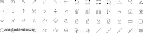 Collection of Minimalist Line Icons for UI and Web Design