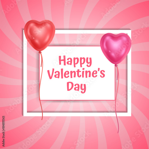 Valentine's Day Gift Voucher, Love Banner with sweet Love Decor elements on minimalistic stylish background. Valentine's day design card