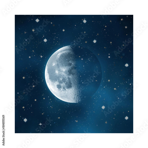 Majestic moon glowing brightly in a starry night sky