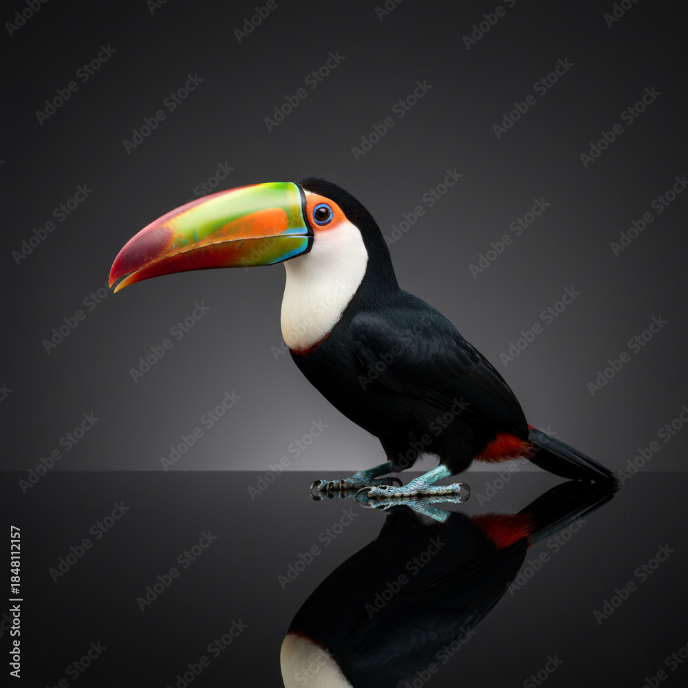 Obraz premium Cinematic Profile of Toucan Wildlife Photography on Dark Background