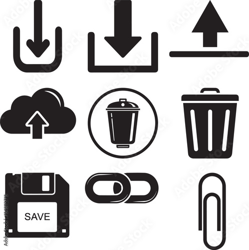 Collection of Essential Digital Action and File Management Icons