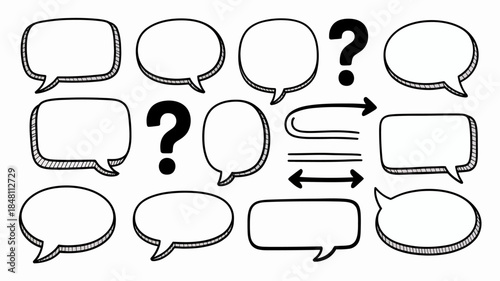 Speech Bubbles and Question Marks Set for Communication and Dialogue