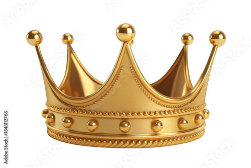 Golden royal crown isolated on transparent background