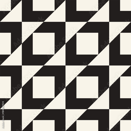 Vector seamless pattern. Repeating geometric elements. Stylish monochrome background design.