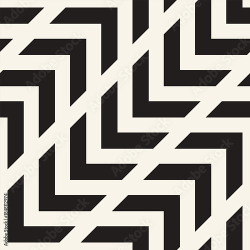 Vector seamless pattern. Repeating geometric elements. Stylish monochrome background design.