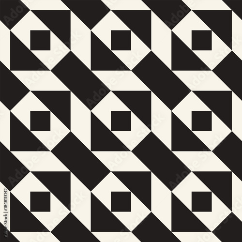 Vector seamless pattern. Repeating geometric elements. Stylish monochrome background design.